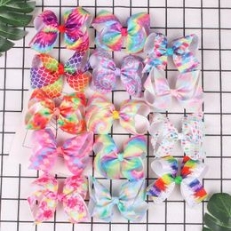 2021 4.5 inch Girls Rainbow Hair Clip Bowknot Barrettes Hairpin Headdress Beautiful HuiLin