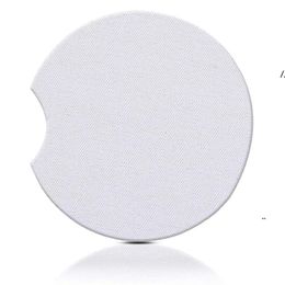 New Cup Mats Neoprene Sublimation Car Coaster 6.5cm Thermal Transfer Blank Pads White Coasters DIY Customised Gift EWF7579