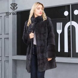 Natural Fur Coats Winter Women Mink Fur Coat Female Genuine Leather Jackets Ladies Oversize Warm Thick Detachable Long 211019