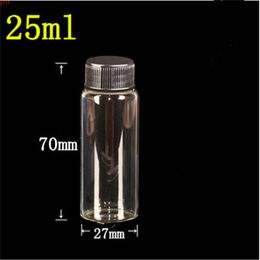 50 pcs 27x70x14 mm Glass Bottles With Black Screw Plastic Cap DIY 25 ml Jars Containers New Arrivalgood qty