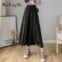 Wide Leg Pants Women Pleated Harajuku Chiffon Fashion Slim High Waist Trousers Casual Retro Kpop Style Pant Pantalones 210506