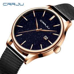 Men Watches CRRJU Top Brand Luxury Watches Rose Gold Stainless Watches Women ladies casual dress Quartz wristwatch reloj mujer 210517