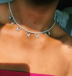 D&Z Heart Arrow 4mm CZtennis Chain With Luxury Drip CZ Butterfly Charm Choker Necklace Iced Out Bling Hip Hop Women Jewellery