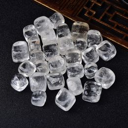 Polished Natural White Clear Quartz CUBE Tumbled Stone Gravel Stone Crystal Hand-Polished for Fish Tank Decor Garden He