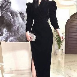 -Neue Ankunft Samt Black Abendkleider 2021 Party Kleid Kleid Vestido de Fiesta Largos de Noche Robe Soiree Dubai Abendkleid