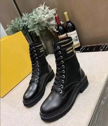 100%leather 2021 classic designer luxury women's boots Martin Knight lace-up chunky soled check sizes 35-41