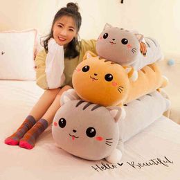 1pc 50-130CM Long Cat Pillow Plush Toy Soft Stuffed Plush Animal Dolls Cushion for Kids Girls Home Decor Gifts Y211119