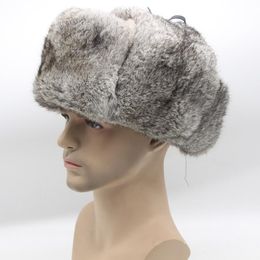 Berets Natural Fur Lei Feng Hat Men's Autumn And Winter Warm Thick Russian Real Ear Cap Outdoor Locomotive
