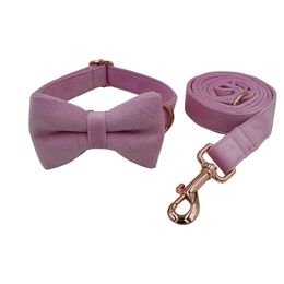 Pink Velvet Pets Collar Leashes Set Double Layer Microfiber Dogs Collars Leash Small Medium Pet Dog Supplies