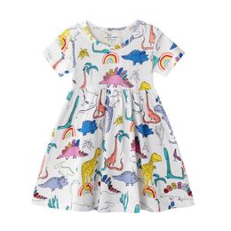 Jumping Metres Dinosaurs Dresses for Girls Cotton Clothing Selling Toddler Princess Party Tutu 210529