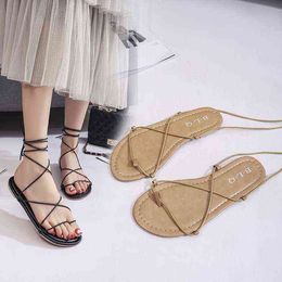 Summer Ladies Flat Sandals Open Toe Women Sandalias Casual Fashion Sandali Donna Rasteiras Femininas Zapatos Planos De Mujer Y220211