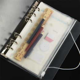 PVC Booke Cover Binder Cover Clear Zipper Storage Bag 6 Hole Waterproof Stationery Office Travel Portable Document Sack