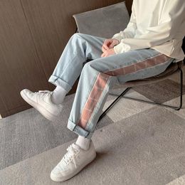 Men's Jeans 2021 Men Ankle-length 5XL Solid Simple Loose Oversize Mens Korean Style Leisure Washed Teens Ins Denim High Quality 28-34