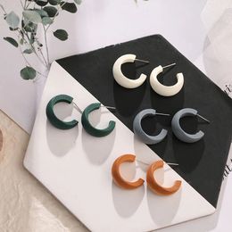 Korean Style Solid Colour Earrings For Women Fashion Cute Moon Matte Wooden Earrings Wood Ear Ring Fashion Jewellery Gift
