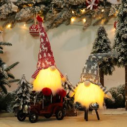 Lighted Glowing Gnome Christmas Faceless Doll Ornament Decoration Xmas Tree Door Cristmas Hanging Pendants Home New Year Party Holiday Decorations Gift HY0182