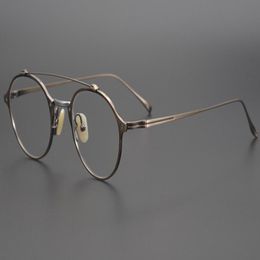 Fashion Sunglasses Frames Japanese Handmade Round Eyewear Frame Men Vintage Pure Titanium Myopia Eyeglasses Prescription Computer Optical Gl