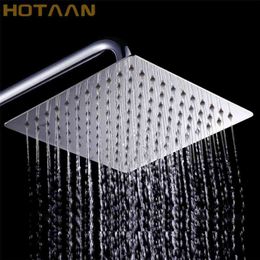 aan Square Stainless Steel Showerhead Rainfall Shower Chrome High Pressure Ultra-thin Shower Head Faucet Ducha 210724
