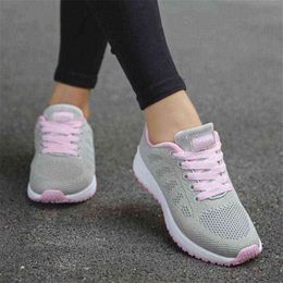 Female tennis sneakers women shoes 2021 new breathable mesh casual sport shoes woman lace-up women running white shoes H1115