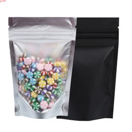100pcs 10x15cm (4x6") Recyclable Matte Black Mylar Zip Lock Stand Up Pouches Translucent Windows bag for storagegoods