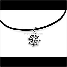 Pendant & Pendants Jewelry Drop Delivery 2021 10Pcs- Vintage Antique Nautical Navy Seaman Sailor Boat Anchor Rudder Necklace Car Steering Whe