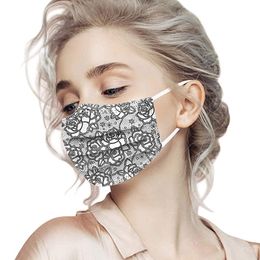 2021 Adult disposable black and Grey series printed mask three-layer non-woven fabric