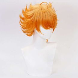 Emma Cosplay Wig Anime Yakusoku no Neverland The Promised 63194 Orange Heat Resistant Synthetic Hair s + Cap Y0913