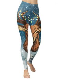 Yoga Outfit Reindeer Christmas Leggings High Waist Pants Breathable Gym Fitness Push Up Girl Workout