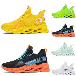 Good quality Non-Brand men women running shoes black white green volt Lemon yellow orange Breathable mens fashion trainers outdoor sports sneakers