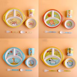 Children's bowl set bamboo Fibre tableware household baby cartoon partition plate maternal and child shop early education kindergarten gift