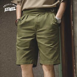 Maden Gurkha Shorts Pants Men Straight High Waist Short Trousers Workwear Casual Quarter Pant Man Clothing 210714