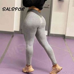 SALSPOR Seamless Fitness Women Leggings Push Up Workout Female High Waist Gym Legging Grid Patchwork Anti Cellulite Sports Wear 210925