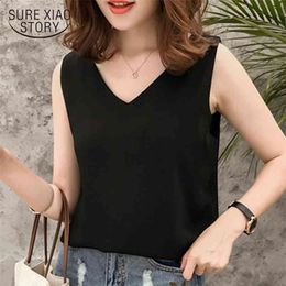Fashion feminine blouses chiffon women shirt sexy sleeveless plus size top blusa 0376 40 210506
