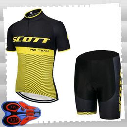 SCOTT team Cycling Short Sleeves jersey (bib) shorts sets Mens Summer Breathable Road bicycle clothing MTB bike Outfits Sports Uniform Y210414176