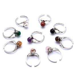 Adjustable Natural Crystal Rings For Women Quartz Stone Wire Winding Couple Exquisite Personality Finger Ring