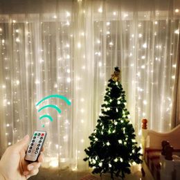 Strings 3x2/3x3 LED Curtain Fairy Lights Remote Control String For Home/Bedroom Decor Christmas Garland