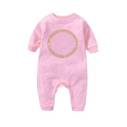 Spot goods newborn kids Rompers baby Boys and girls Fashion designer print pure cotton Long sleeve jumpsuit