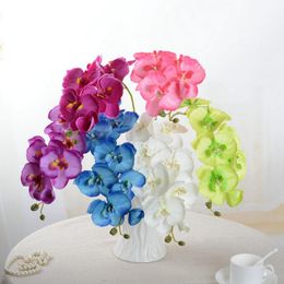 2021 Wholesale-Artificial Butterfly Orchid Silk Flower Bouquet Phalaenopsis Wedding Home Decor Fashion DIY Living Room Art Decoration