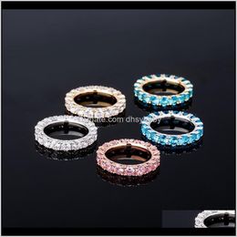 Band Drop Delivery 2021 Hip Hop 4Mm Round Zircon Ring Women Gold Color Bling Cz Rings Hiphop Rapper Jewelry 50Scm