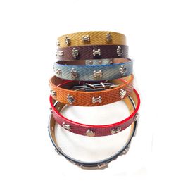 46*2.0cm Bones Cat Dog Collars PU Leather Multi Colours Adjustable Pet Collar Plaid Texture Casual Cat Collar