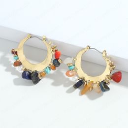 Trendy Colourful Beaded ZA C-Shaped Earring for Women Bohemian Multicolor Natural Stones Hoop Earrings Jewellery