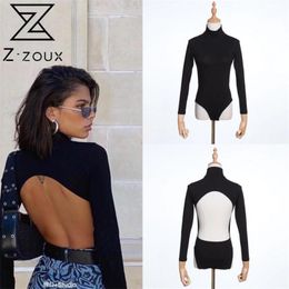 Women Jumpsuit Hollow Out Sexy Rompers s Black White Long Sleeve Romper Bodycon Playsuit 210513