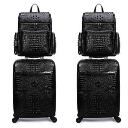 suitcase carry Rolling Luggage Leather Travel Bags Hand Luggage crocodile can custom trunk valise tote handle duffle Handbags Shoulder case box capacity sport Sack