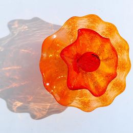 Modern Home Lamp Italy Design Wall Plates 3 Layers Orange Coloured Murano Flower for Art Decoration Diameter 15 to 35 CM