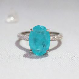 Vintage 4ct Paraiba Tourmaline Promise ring 925 Sterling silver Engagement Wedding Band Rings for women Bridal Finer Jewellery