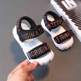 summer baby sandals girls fashion double row hook sandals boys anti-kick toe cap sports sandals toddler soft sole shoes 210713