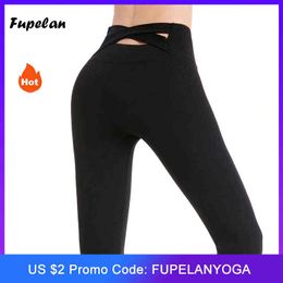 Fupelan Women's High Waisted Yoga Leggings Criss Cross Tights for Workouts & Training 4 Way Stretch Athletic Yoga Pants 2002 H1221