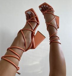 2021 New design Triangle heeled Women Sandals Sexy narrow band Ankle Strap High heels Gladiator sandals Summer Party Prom Shoes K78