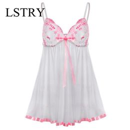 Plus Size Women Nightgown Nightwear Sexy Lingerie Lace Slits Nightdress V-neck Nightie Vintage Sleepwear Female Robe Pijama 210924