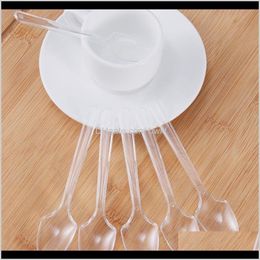 Kitchen Dining Bar Home Gardenfashin 80Pcs Mini Transparent Plastic Disposable Flatware For Jelly Ice Appetiser Dessert Spoons Drop Delive