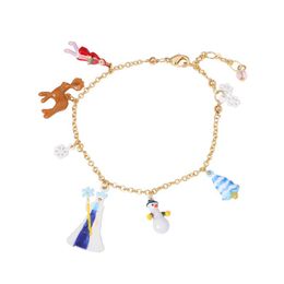 Link, Chain European And American Fashion Personality Jewelry Monet's Garden Series Flower Pendant Enamel Bracelet Decoration